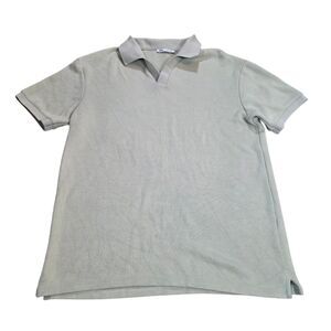 Zara Man Textured Knit Polo Shirt Light Sage Green Short Sleeve Size M Retro